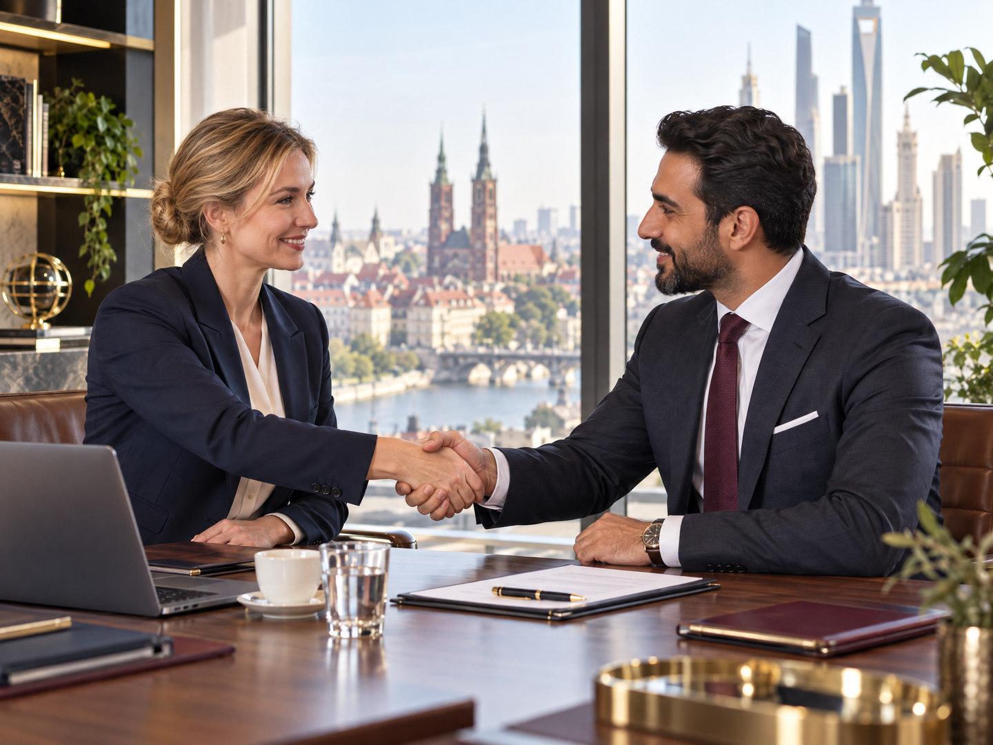 Europejscy i bliskowschodni partnerzy biznesowi współpracują